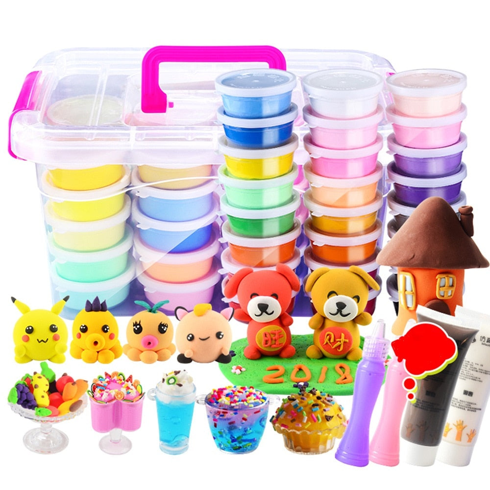 12/24/36 Pcs Colorful DIY Fluffy Floam Slime With Storage Box