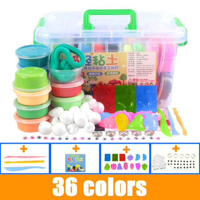12/24/36 Pcs Colorful DIY Fluffy Floam Slime With Storage Box